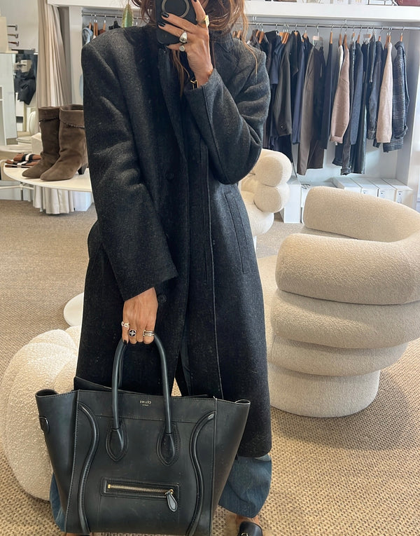 Harris Wharf Grandad Coat Anthracite