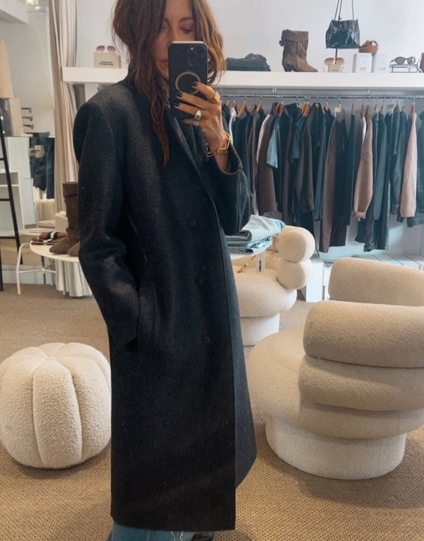 Harris Wharf Grandad Coat Anthracite