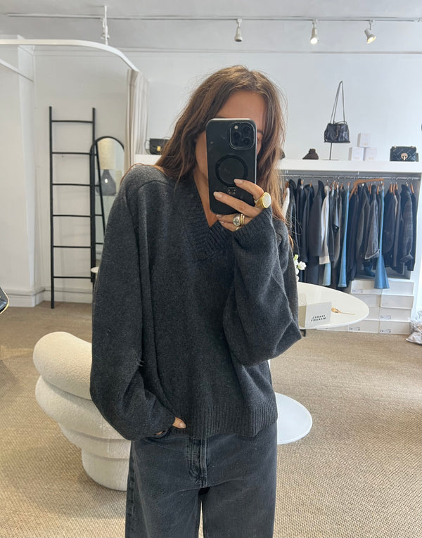 Jumper 1234 Oversized Crop V Charcoal