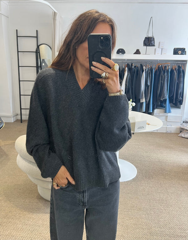 Jumper 1234 Oversized Crop V Charcoal