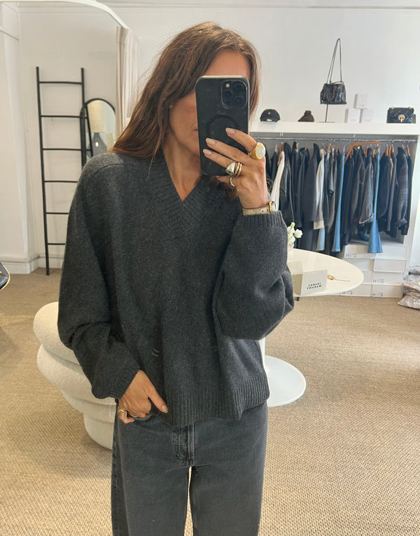 Jumper 1234 Oversized Crop V Charcoal