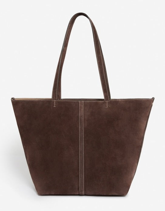 Vanessa Bruno Large Daily Velvet Leather Tote Bag