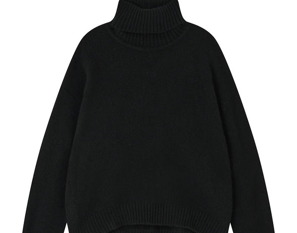 Jumper 1234 Oversized Roll Collar Black