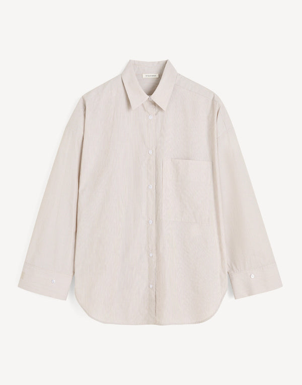 By Malene Birger Derris Cotton Shirt Old Beige Stripe