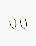 Aurelie Bidermann Positano Black and Gold Hoops