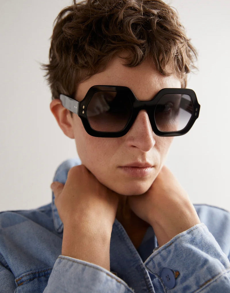 Black hexagon sunglasses best sale