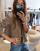 Harris Wharf Cropped Raglan Jacket Scuba in Tobacco