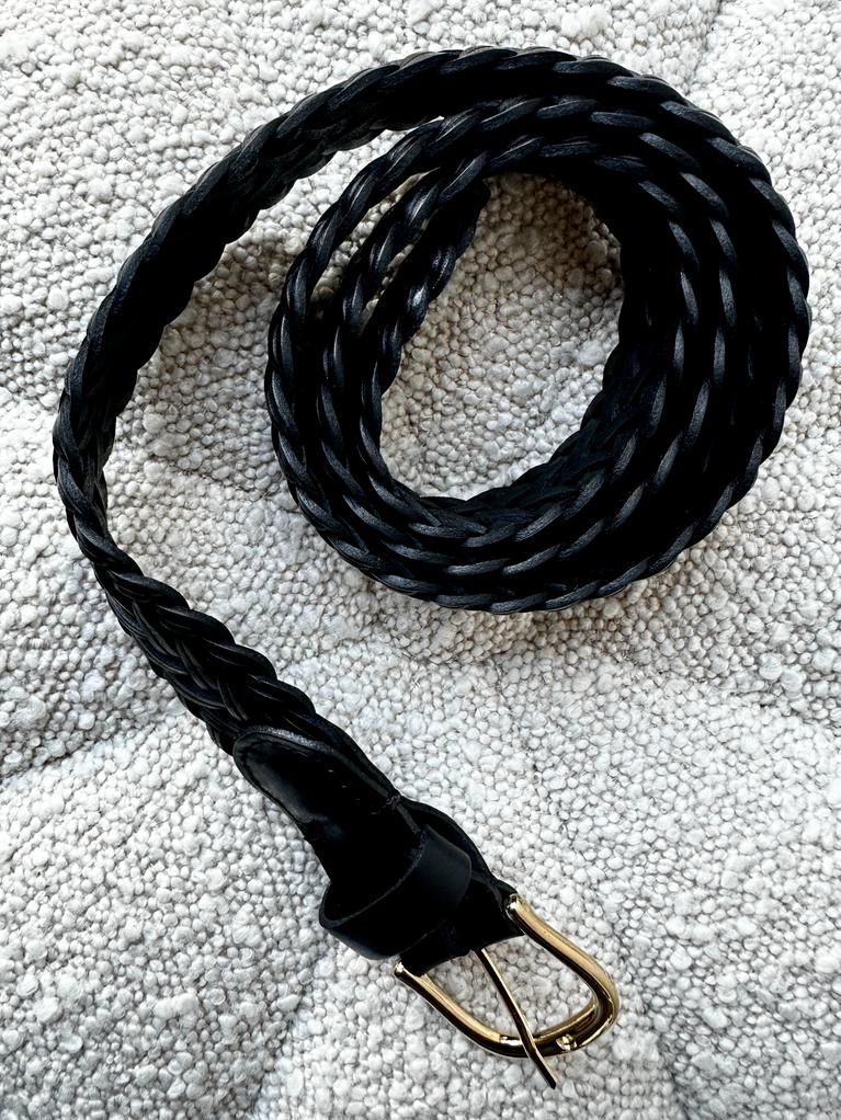 Masscob Leather Plaited Belt Black