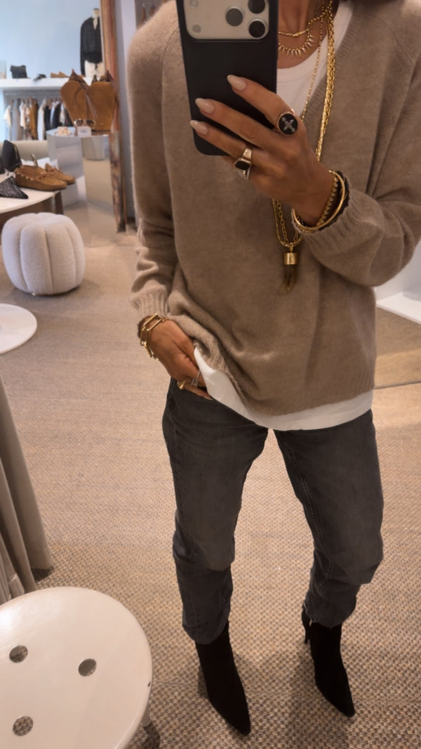 Jumper 1234 Stocking V Neck Cashmere Brown