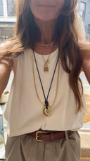 Talis Chains Sculptured Leather Cord Necklace Long