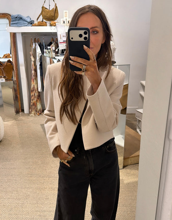 Harris Wharf Light Pressed Wool Bolero Jacket Cream