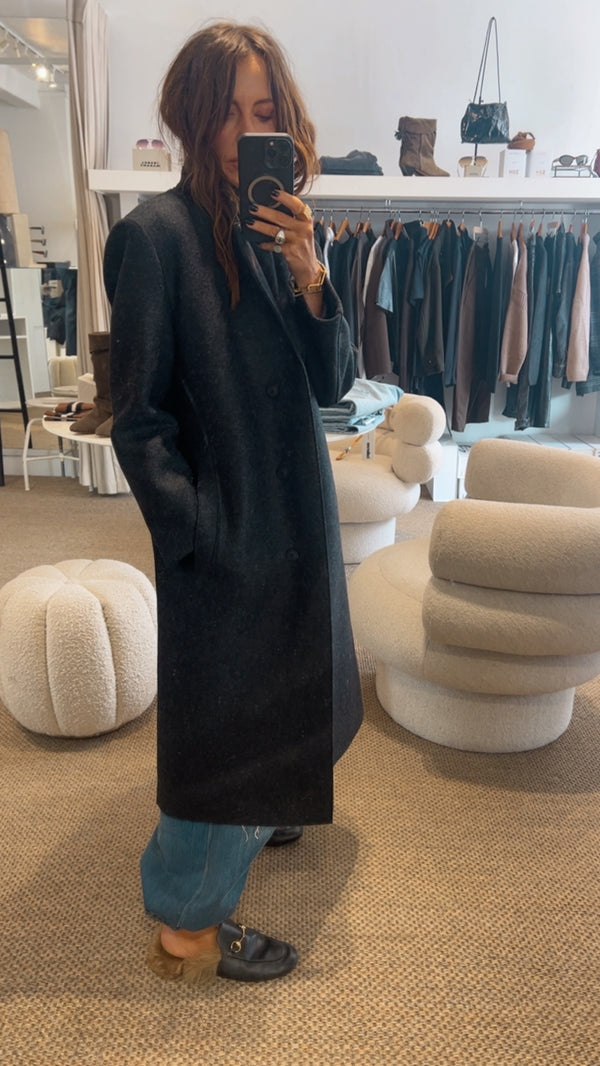 Harris Wharf Grandad Coat Anthracite