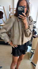 Citizens of Humanity Everly Shirred Crop Jacket in Catalina