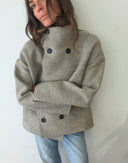 Harris Wharf Croped Funnel Jacket Pressed Wool