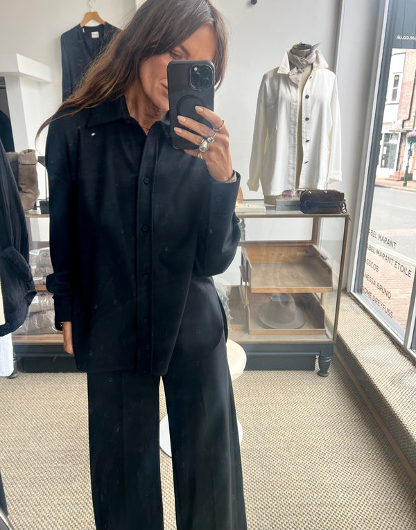 Harris Wharf Oversized Shirt Superfine Merino Black