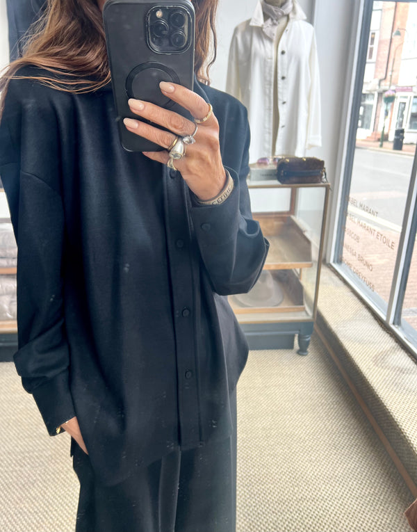 Harris Wharf Oversized Shirt Superfine Merino Black