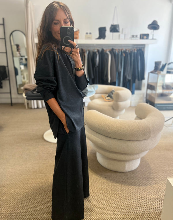 Harris Wharf Oversized Shirt Superfine Merino Anthracite