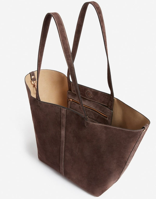 Vanessa Bruno Large Daily Velvet Leather Tote Bag