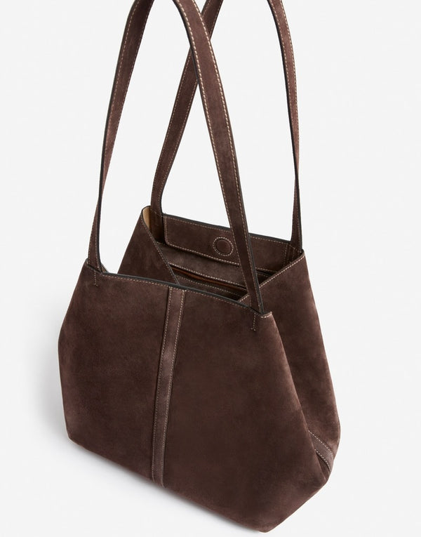 Vanessa Bruno Large Daily Velvet Leather Tote Bag
