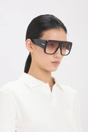 Victoria Beckham Soft Square Sunglasses Almost Black