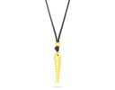 Talis Chains Fish Pendant On Waxed Leather Cord- Gold