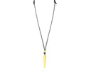 Talis Chains Fish Pendant On Waxed Leather Cord- Gold