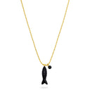 Talis Chains Happy Fish Pendant Necklace Black Agate