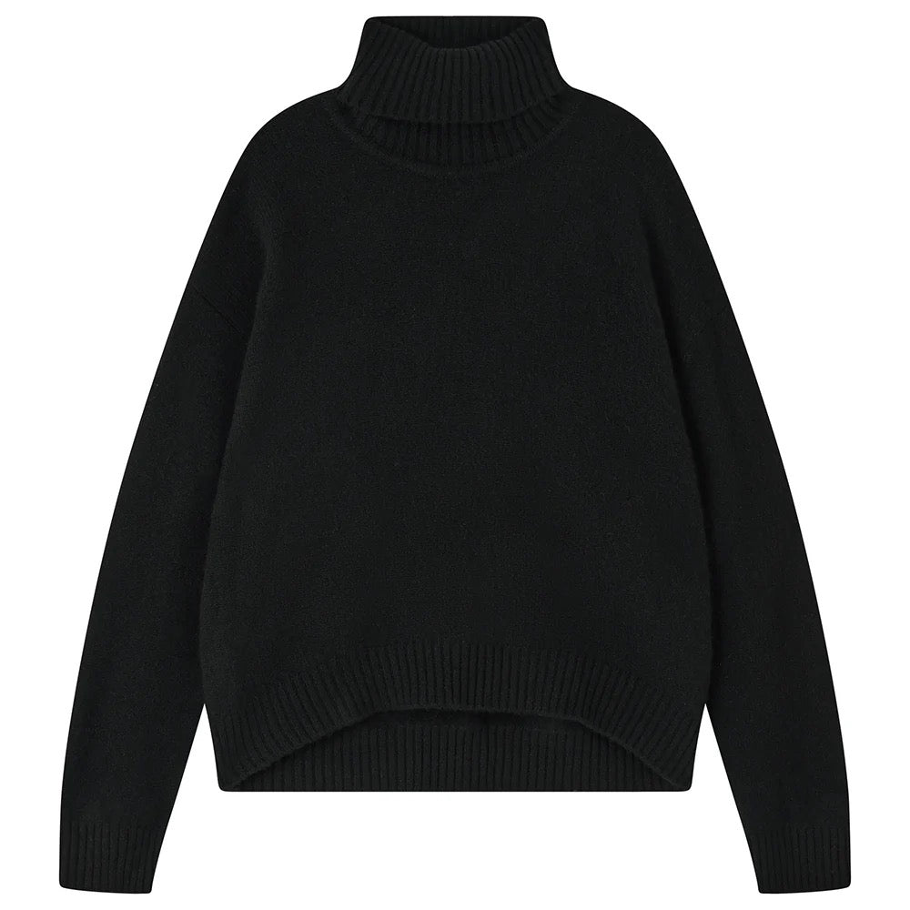Jumper 1234 Oversized Roll Collar Black