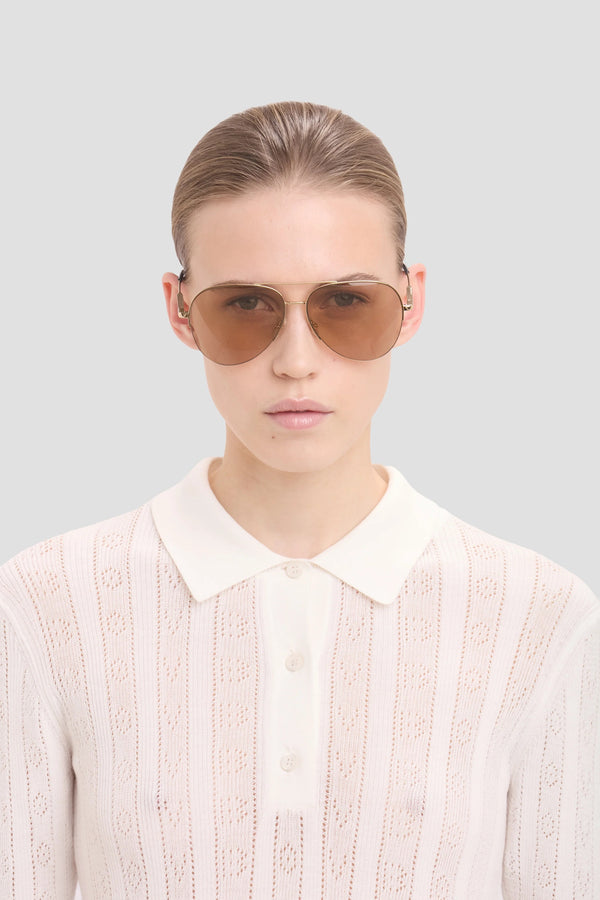 Victora Beckham Pilot Glasses Gold