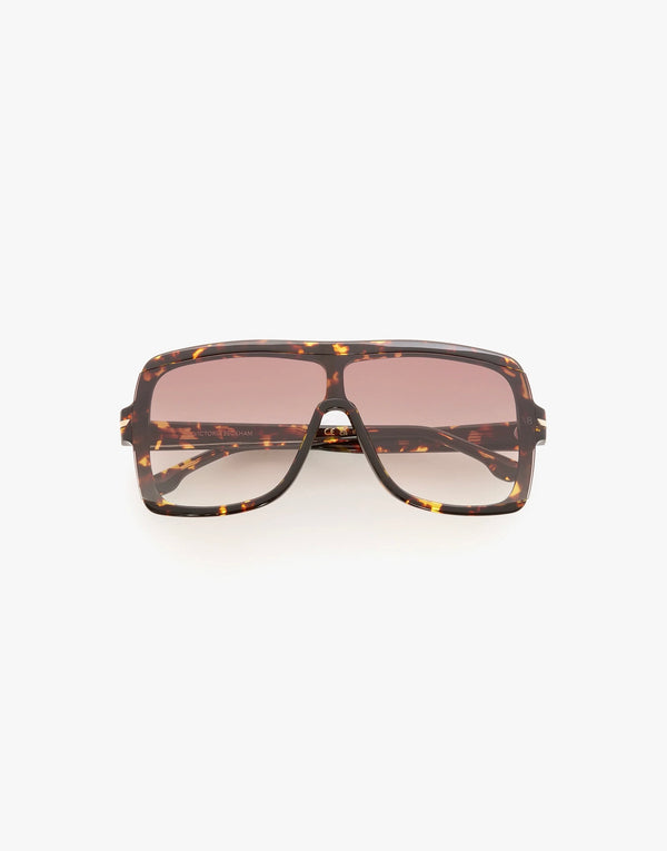 Victoria Beckham Flat Mask Sunglasses Havana