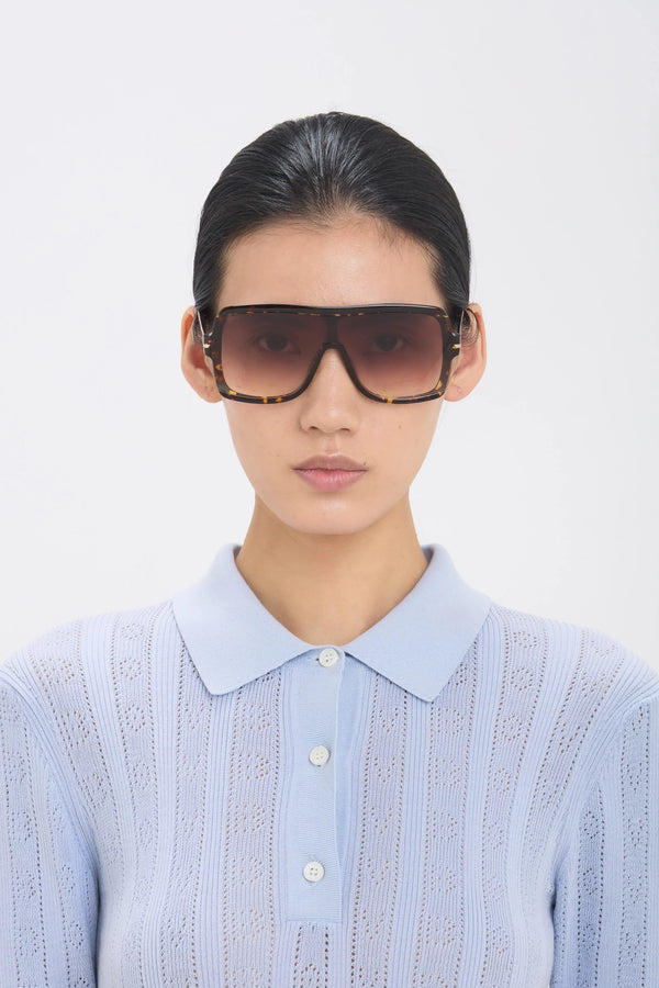 Victoria Beckham Flat Mask Sunglasses Havana