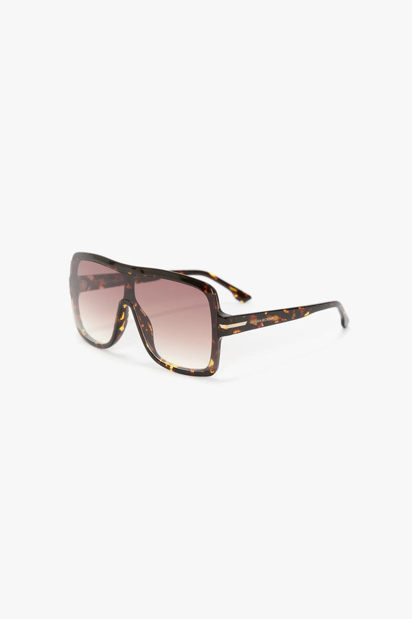 Victoria Beckham Flat Mask Sunglasses Havana