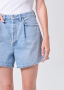 Agolde Rhoda Pleated Aline Shorts In Raft