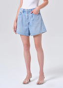 Agolde Rhoda Pleated Aline Shorts In Raft