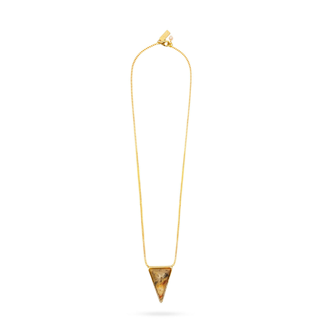 Talis Chains Triangle Bamboo Agate Necklace