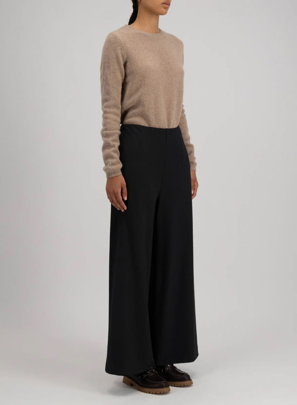 Harris Wharf Wide Leg Superfine Merino Trousers Black