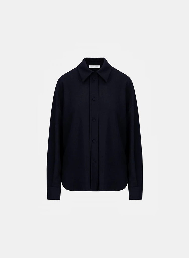 Harris Wharf Oversized Shirt Superfine Merino Black