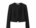 Harris Wharf Light Pressed Wool Bolero Jacket Black