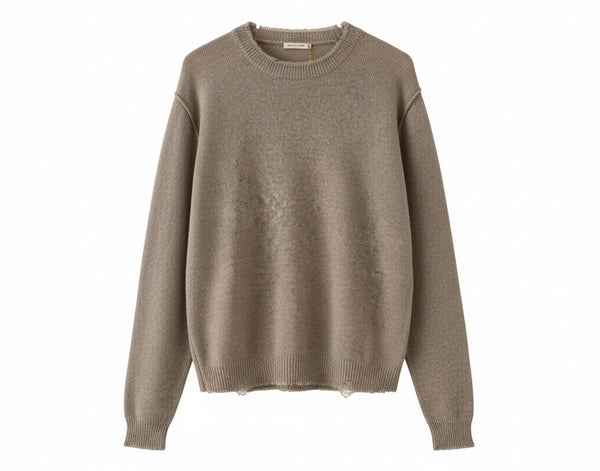 Jumper 1234 Cashmere Distressed Crew Light Brown