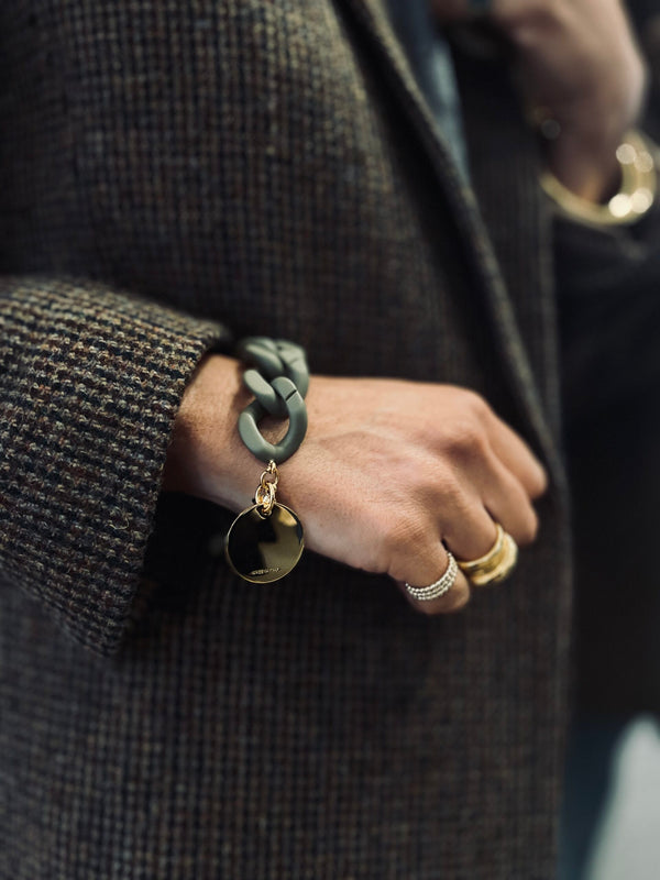 Vanessa Baroni Matt Olive Chunky Bracelet