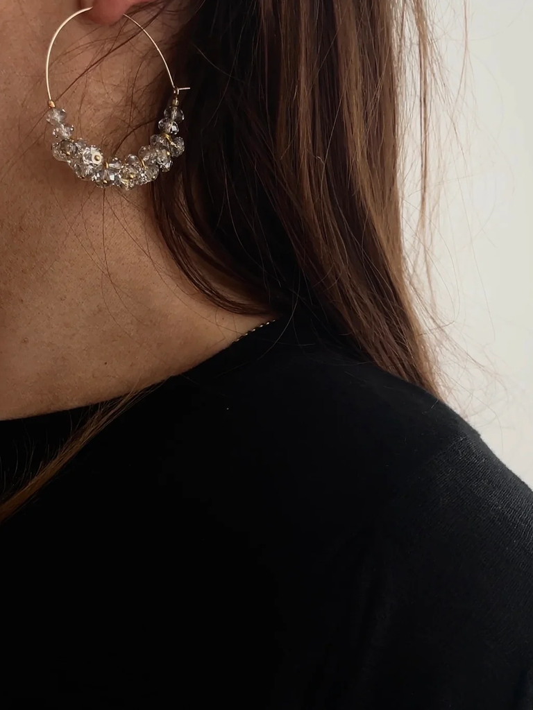 Isabel Marant Transparent Crystal  Hoop Earrings