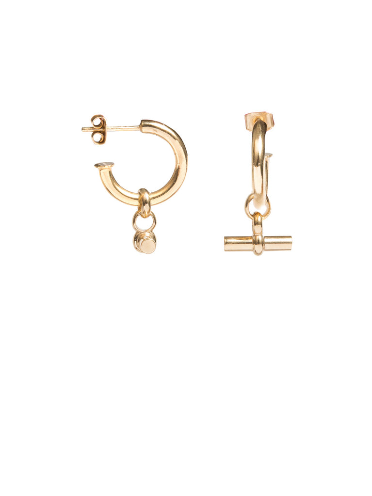 Tilly Sveaas Small Gold T-Bar Earrings